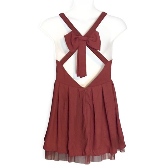 Sans Souci Crimson Red Fit & Flare Mini Dress Large Back Bow Holiday Party NWT - Picture 8 of 10
